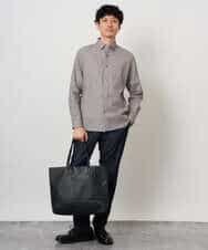 KHBKD21069 a.v.v MEN(アー・ヴェ・ヴェ) 【洗濯機で洗える/毛玉になりにくい】ヘリンボーンダブルフェイスシャツ グレー