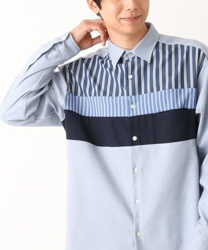 KHBLS21054 a.v.v MEN サンライト起毛ストレッチパネル切替シャツ