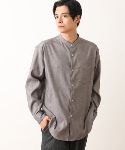 KHBLS23049 a.v.v MEN サンライト起毛ストレッチバンドカラーシャツ
