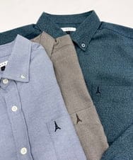 KHBLV20044 a.v.v MEN(アー・ヴェ・ヴェ) 【人気No1シャツ】エッフェル塔刺繍 起毛ストレッチシャツ ダークグリーン