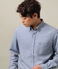KHBLV20044 a.v.v MEN(アー・ヴェ・ヴェ) 【人気No1シャツ】エッフェル塔刺繍 起毛ストレッチシャツ ブルー