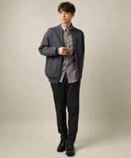 KHBLV20044 a.v.v MEN(アー・ヴェ・ヴェ) 【人気No1シャツ】エッフェル塔刺繍 起毛ストレッチシャツ ブラウン