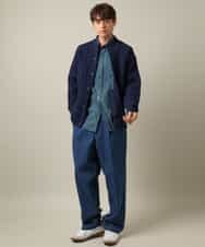 KHBLV20044 a.v.v MEN(アー・ヴェ・ヴェ) 【人気No1シャツ】エッフェル塔刺繍 起毛ストレッチシャツ ブラウン