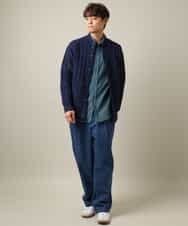 KHBLV20044 a.v.v MEN(アー・ヴェ・ヴェ) 【人気No1シャツ】エッフェル塔刺繍 起毛ストレッチシャツ ブラウン