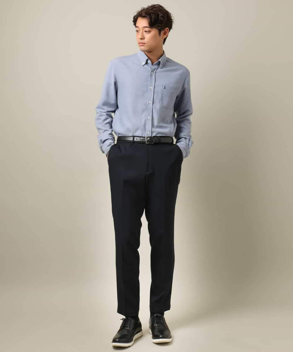 KHBLV20044 a.v.v MEN(アー・ヴェ・ヴェ) 【人気No1シャツ】エッフェル塔刺繍 起毛ストレッチシャツ ブラウン