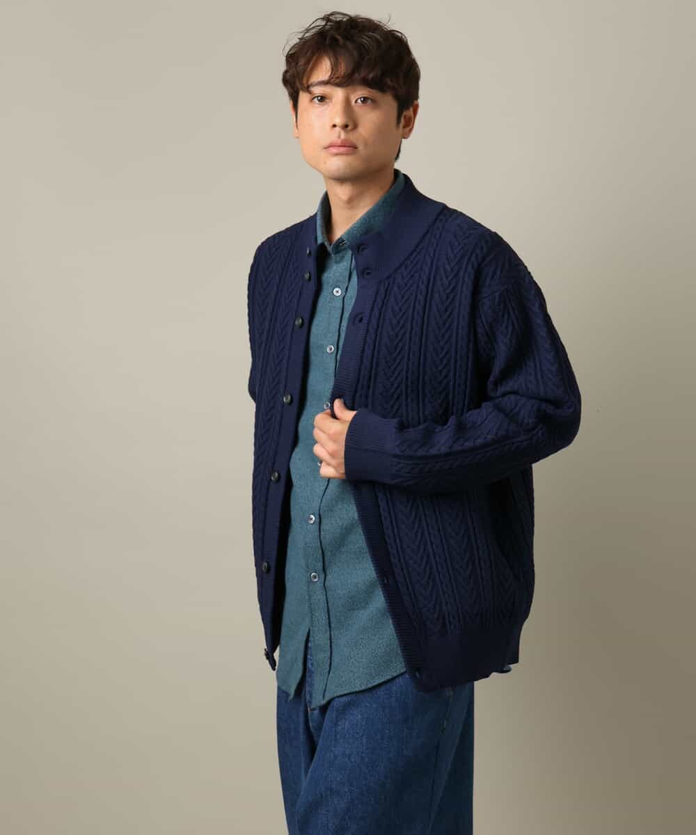 KHBLV20044 a.v.v MEN(アー・ヴェ・ヴェ) 【人気No1シャツ】エッフェル塔刺繍 起毛ストレッチシャツ ブラウン