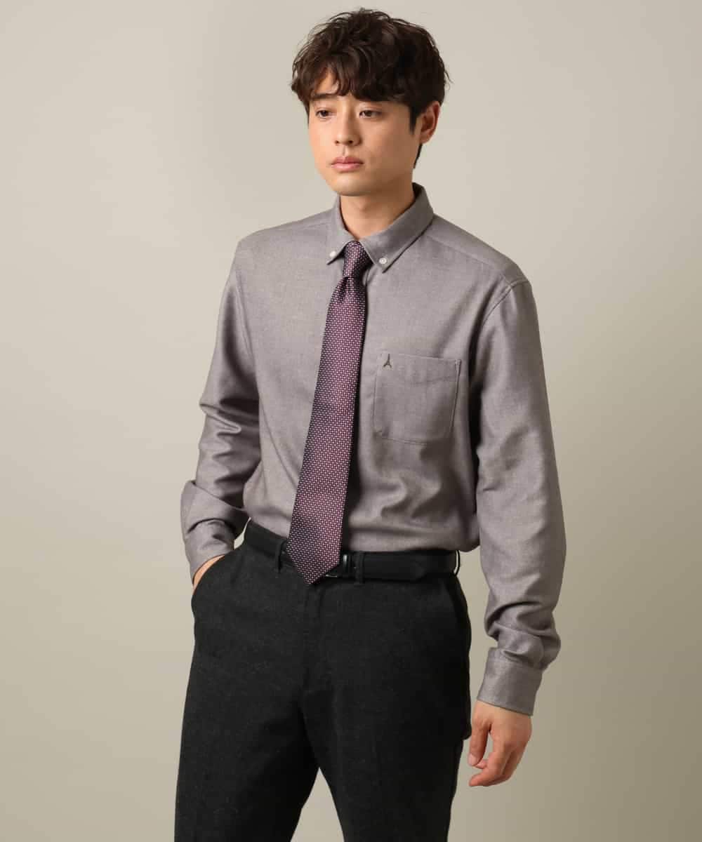 KHBLV20044 a.v.v MEN(アー・ヴェ・ヴェ) 【人気No1シャツ】エッフェル塔刺繍 起毛ストレッチシャツ ブラウン
