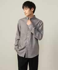 KHBLV20044 a.v.v MEN(アー・ヴェ・ヴェ) 【人気No1シャツ】エッフェル塔刺繍 起毛ストレッチシャツ ブラウン