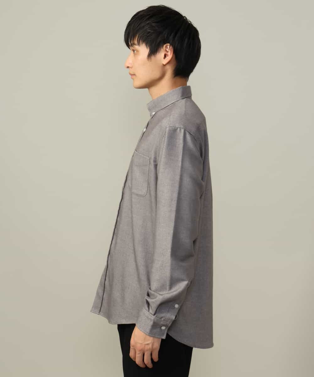 KHBLV20044 a.v.v MEN(アー・ヴェ・ヴェ) 【人気No1シャツ】エッフェル塔刺繍 起毛ストレッチシャツ ブラウン