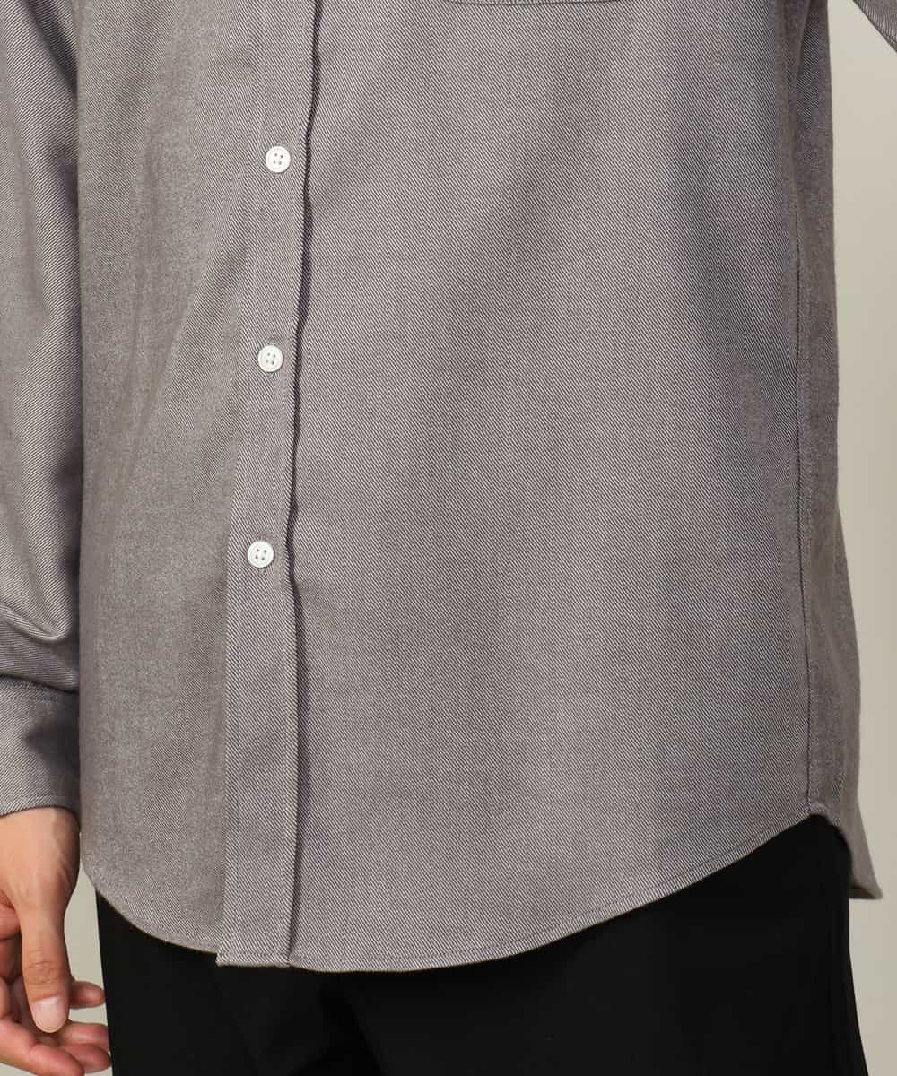 KHBLV20044 a.v.v MEN(アー・ヴェ・ヴェ) 【人気No1シャツ】エッフェル塔刺繍 起毛ストレッチシャツ ブラウン