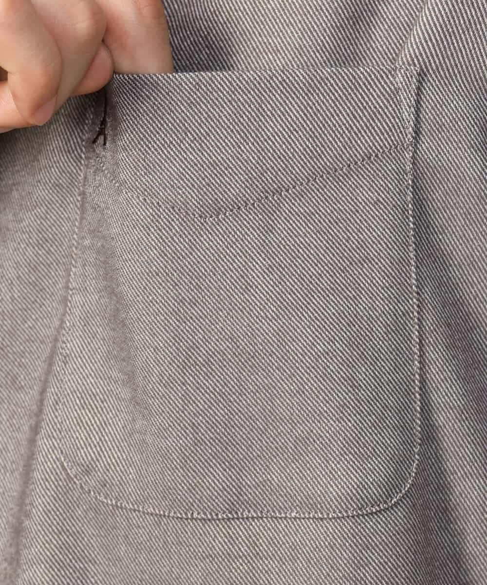 KHBLV20044 a.v.v MEN(アー・ヴェ・ヴェ) 【人気No1シャツ】エッフェル塔刺繍 起毛ストレッチシャツ ブラウン