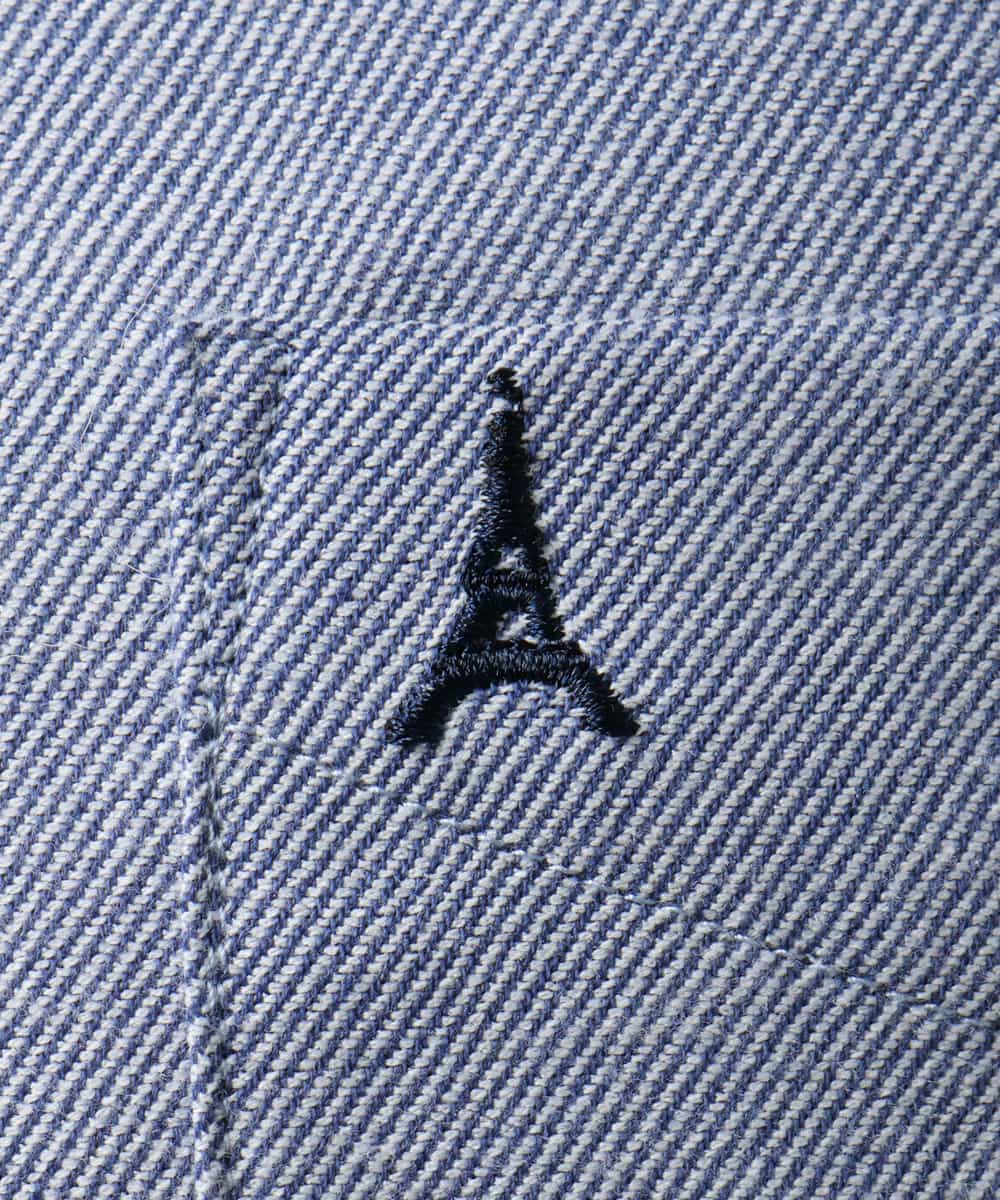 KHBLV20044 a.v.v MEN(アー・ヴェ・ヴェ) 【人気No1シャツ】エッフェル塔刺繍 起毛ストレッチシャツ ブラウン