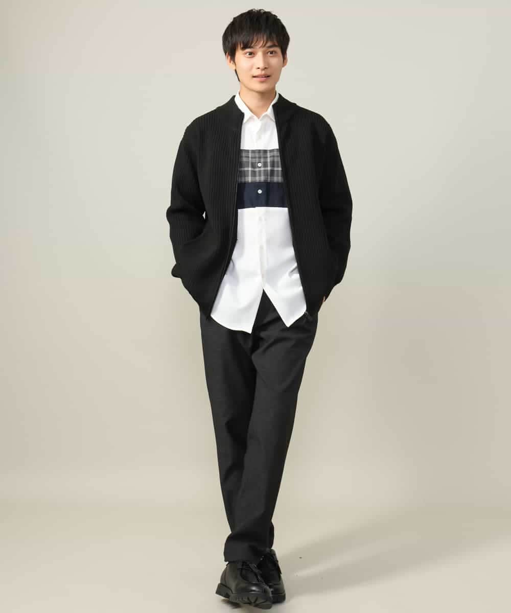 KHBLV21059 a.v.v MEN(アー・ヴェ・ヴェ) 【こなれシャツ】パネル切替 起毛シャツ(デザテクシリーズ） ホワイト
