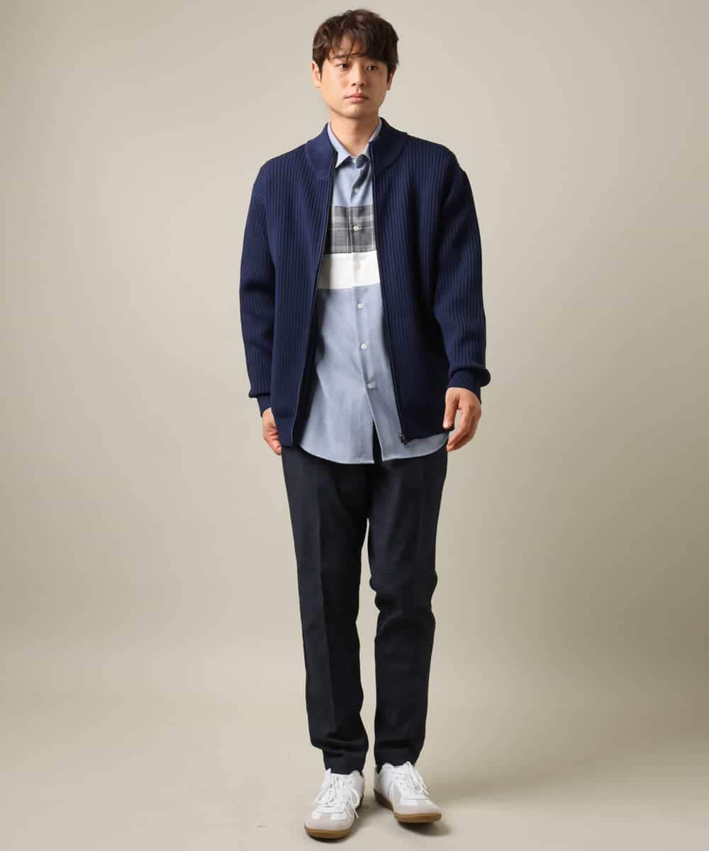 KHBLV21059 a.v.v MEN(アー・ヴェ・ヴェ) 【こなれシャツ】パネル切替 起毛シャツ(デザテクシリーズ） ホワイト