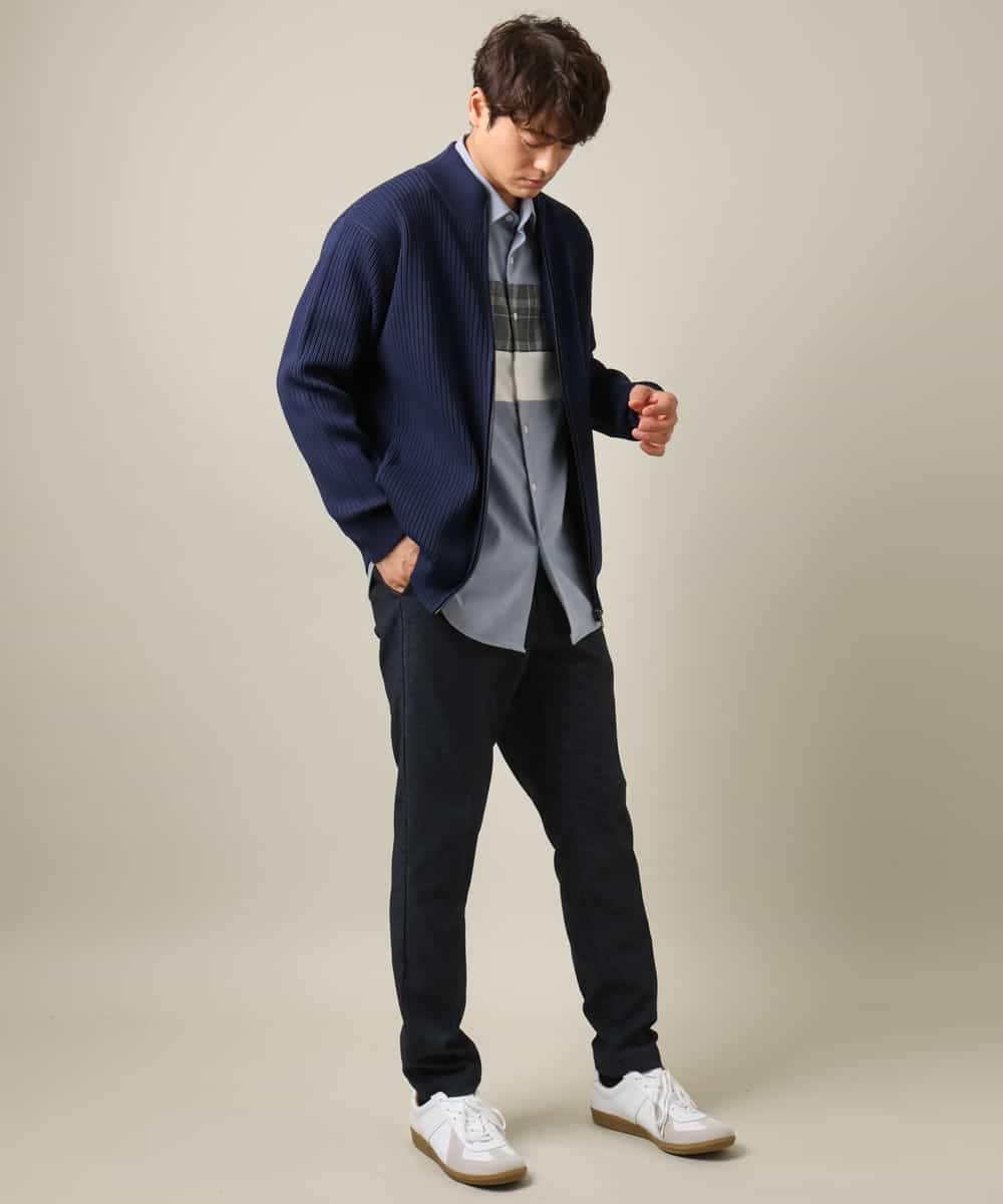 KHBLV21059 a.v.v MEN(アー・ヴェ・ヴェ) 【こなれシャツ】パネル切替 起毛シャツ(デザテクシリーズ） ホワイト
