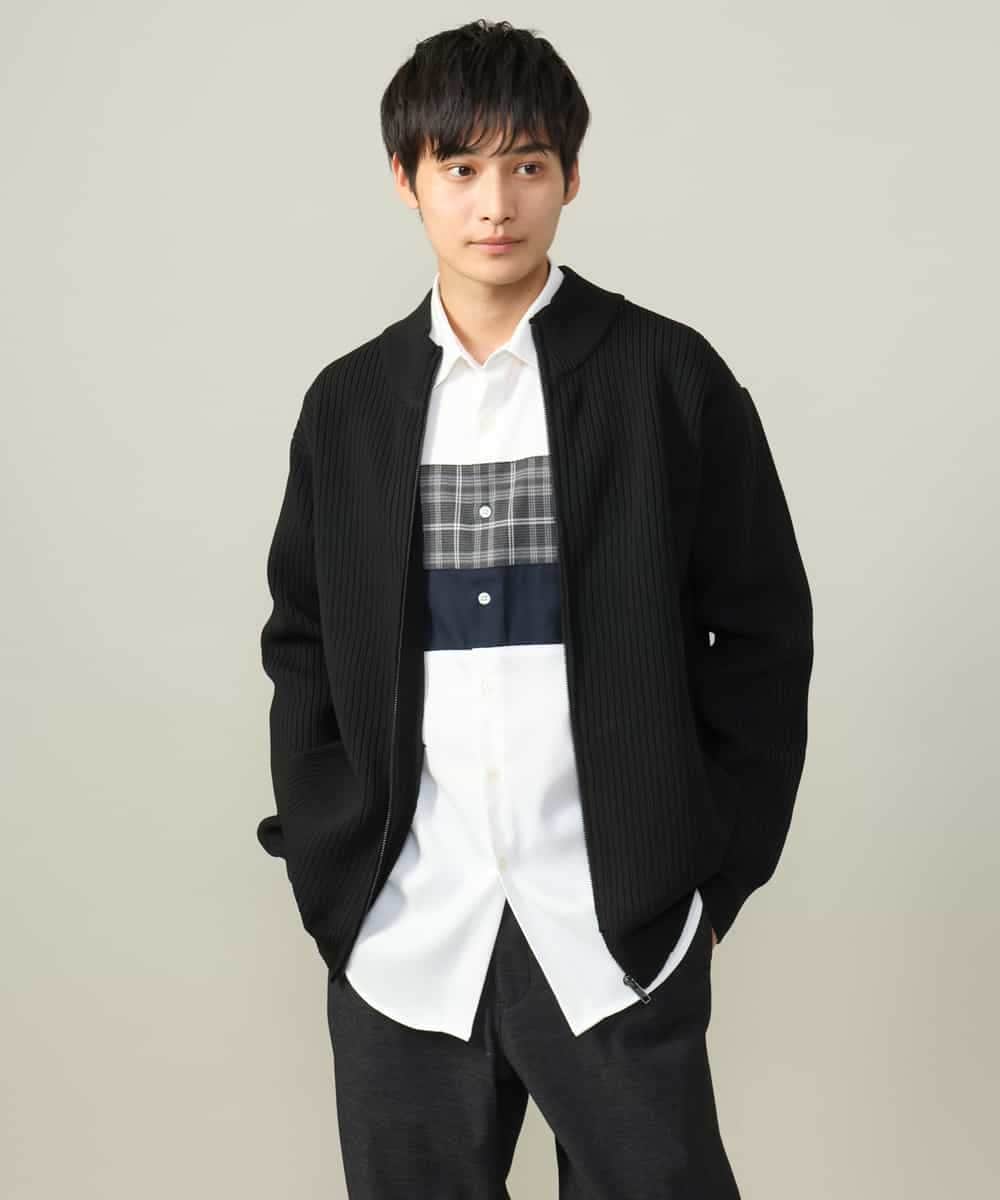 KHBLV21059 a.v.v MEN(アー・ヴェ・ヴェ) 【こなれシャツ】パネル切替 起毛シャツ(デザテクシリーズ） ホワイト