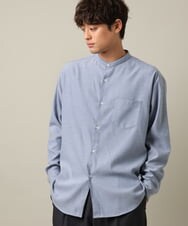 KHBLV23054 a.v.v MEN(アー・ヴェ・ヴェ) 【春まで使える】バンドカラー 起毛シャツ ライトブルー