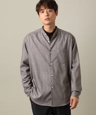KHBLV23054 a.v.v MEN(アー・ヴェ・ヴェ) 【春まで使える】バンドカラー 起毛シャツ ブラウン