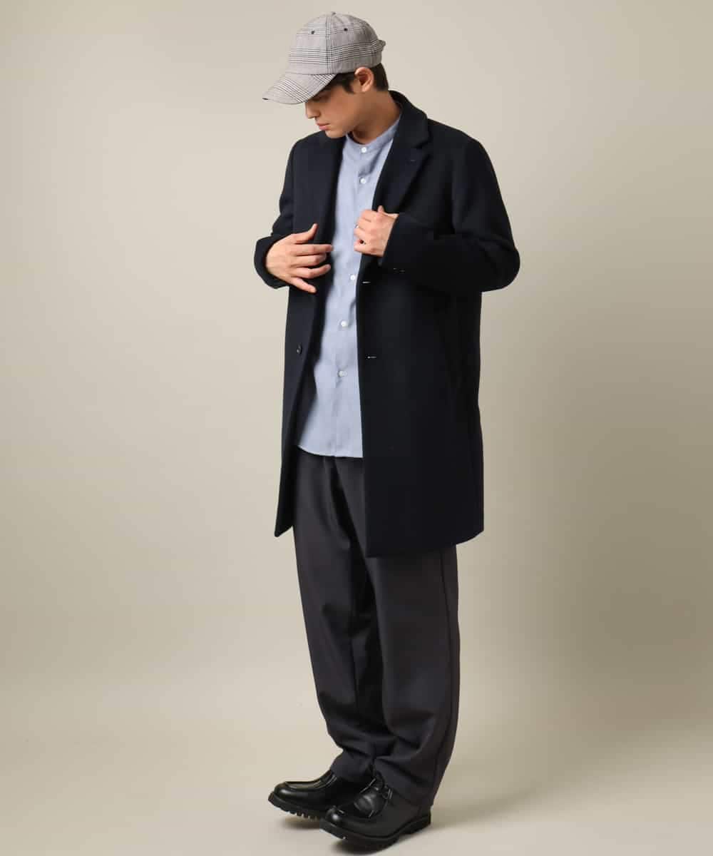KHBLV23054 a.v.v MEN(アー・ヴェ・ヴェ) 【春まで使える】バンドカラー 起毛シャツ ライトブルー