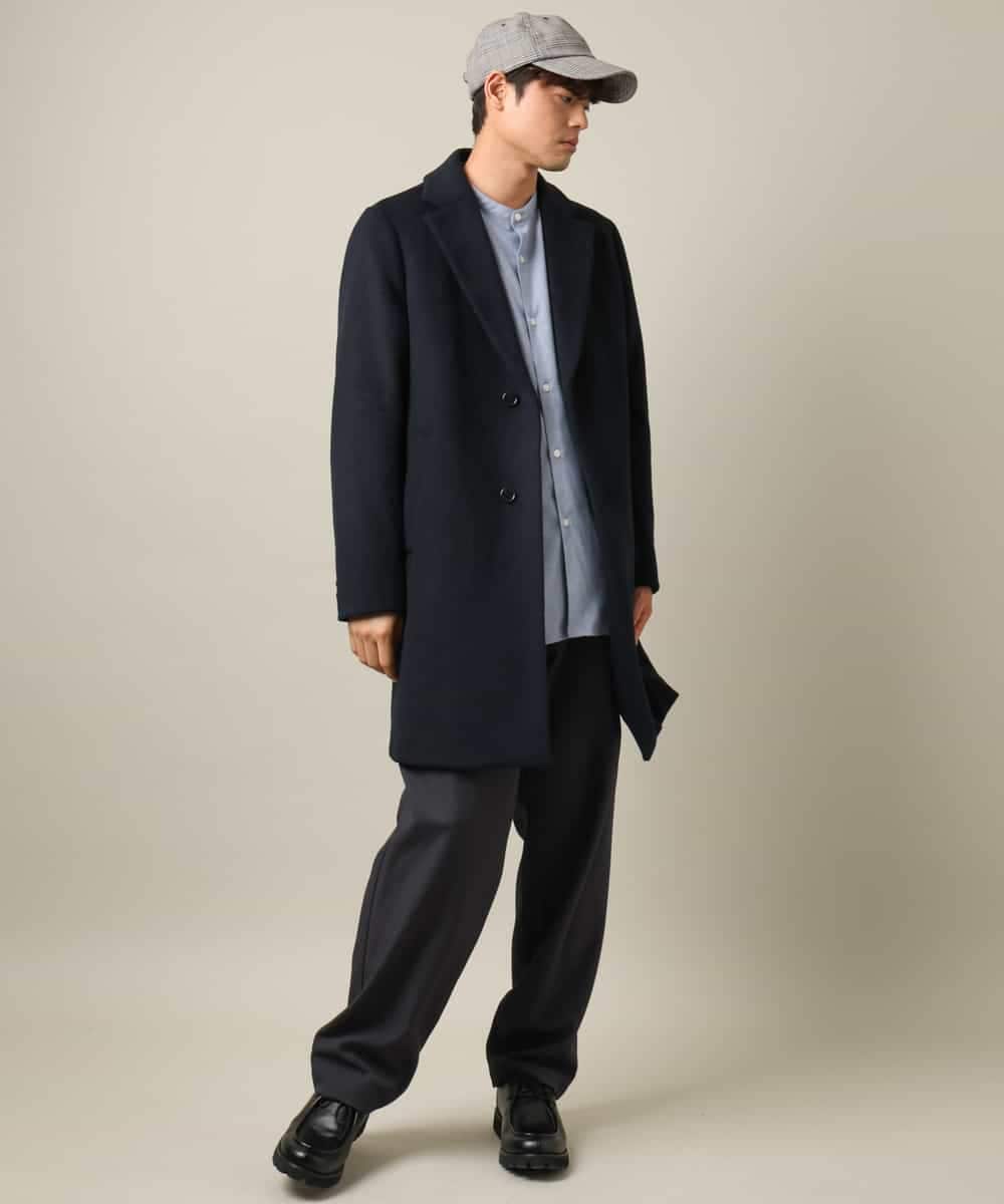 KHBLV23054 a.v.v MEN(アー・ヴェ・ヴェ) 【春まで使える】バンドカラー 起毛シャツ ライトブルー
