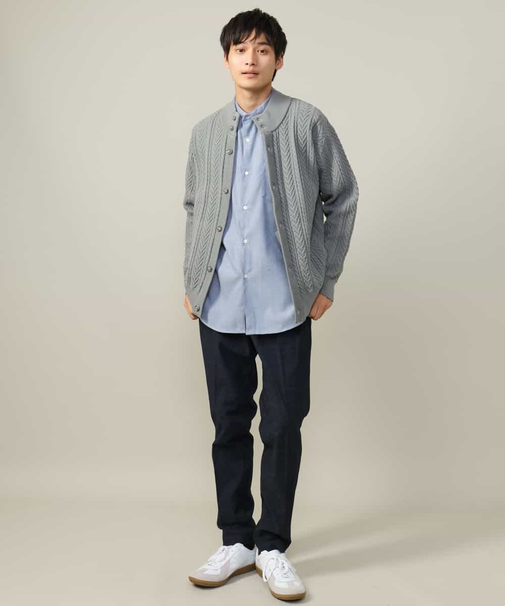 KHBLV23054 a.v.v MEN(アー・ヴェ・ヴェ) 【春まで使える】バンドカラー 起毛シャツ ライトブルー