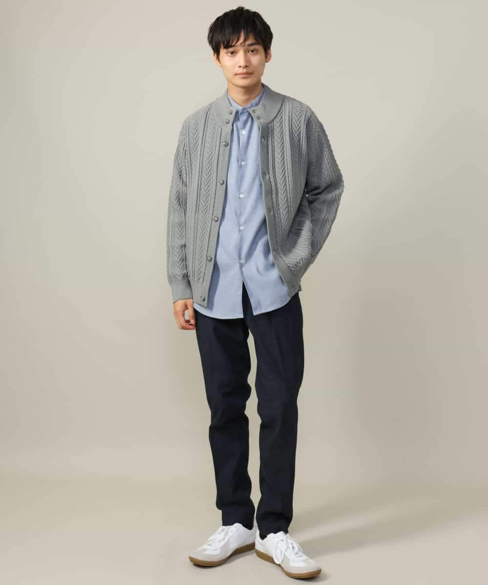 KHBLV23054 a.v.v MEN(アー・ヴェ・ヴェ) 【春まで使える】バンドカラー 起毛シャツ ライトブルー