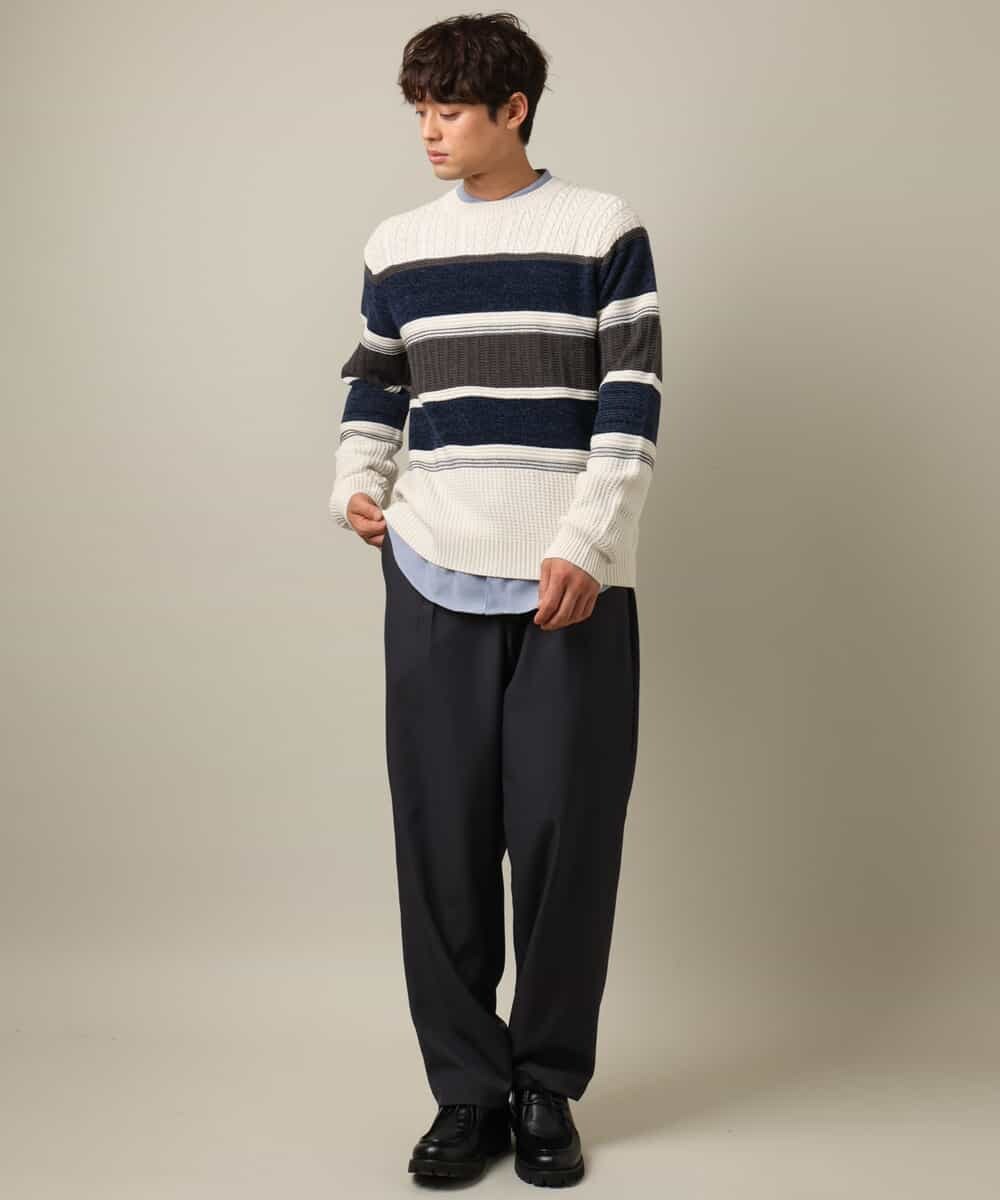 KHBLV23054 a.v.v MEN(アー・ヴェ・ヴェ) 【春まで使える】バンドカラー 起毛シャツ ライトブルー