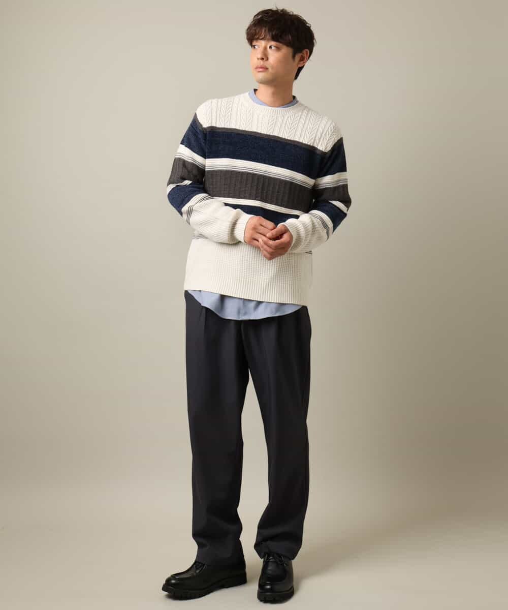 KHBLV23054 a.v.v MEN(アー・ヴェ・ヴェ) 【春まで使える】バンドカラー 起毛シャツ ライトブルー