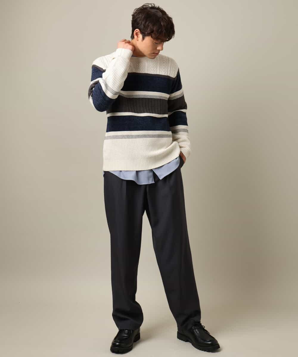 KHBLV23054 a.v.v MEN(アー・ヴェ・ヴェ) 【春まで使える】バンドカラー 起毛シャツ ライトブルー