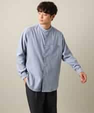 KHBLV23054 a.v.v MEN(アー・ヴェ・ヴェ) 【春まで使える】バンドカラー 起毛シャツ ライトブルー