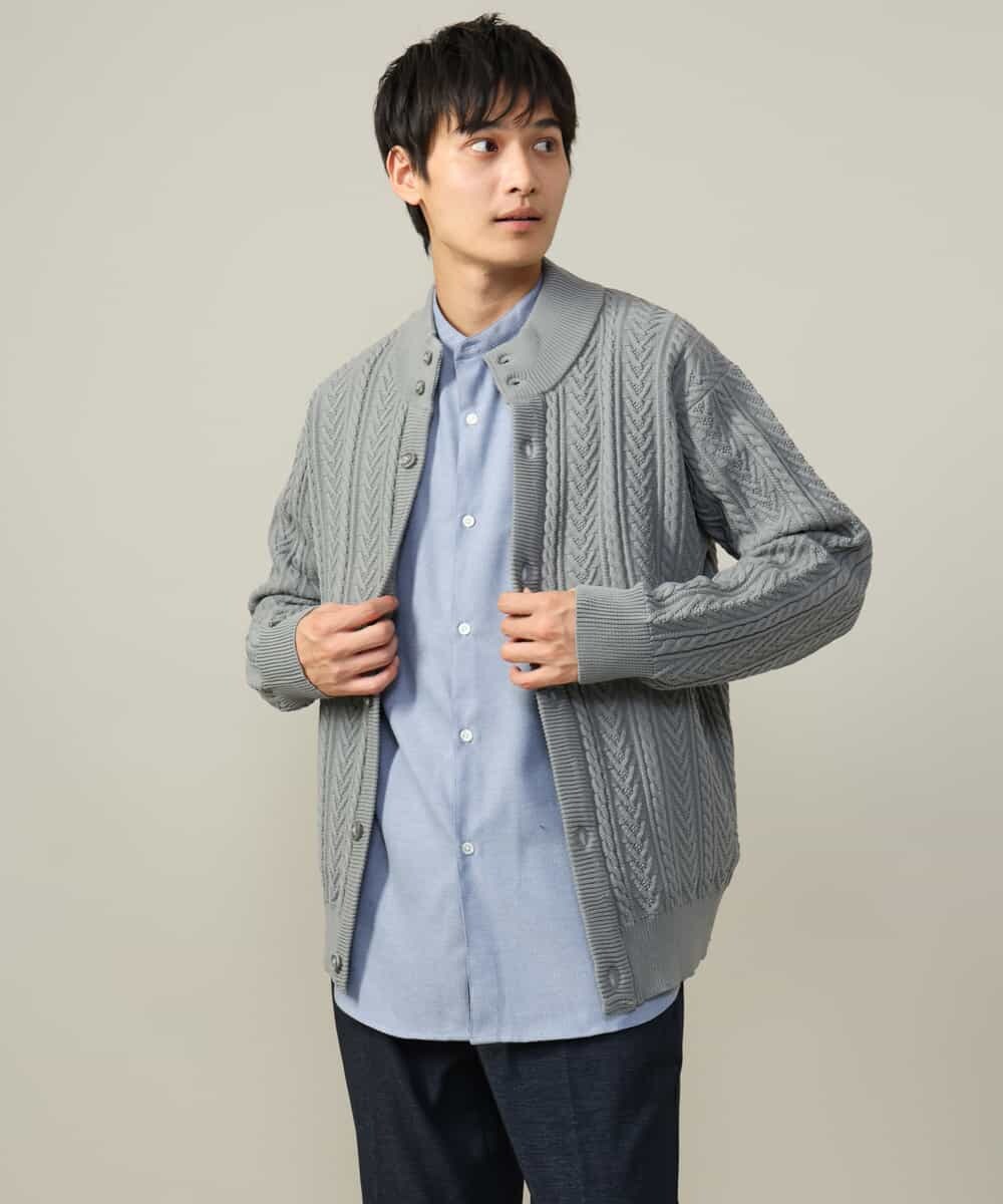 KHBLV23054 a.v.v MEN(アー・ヴェ・ヴェ) 【春まで使える】バンドカラー 起毛シャツ ライトブルー