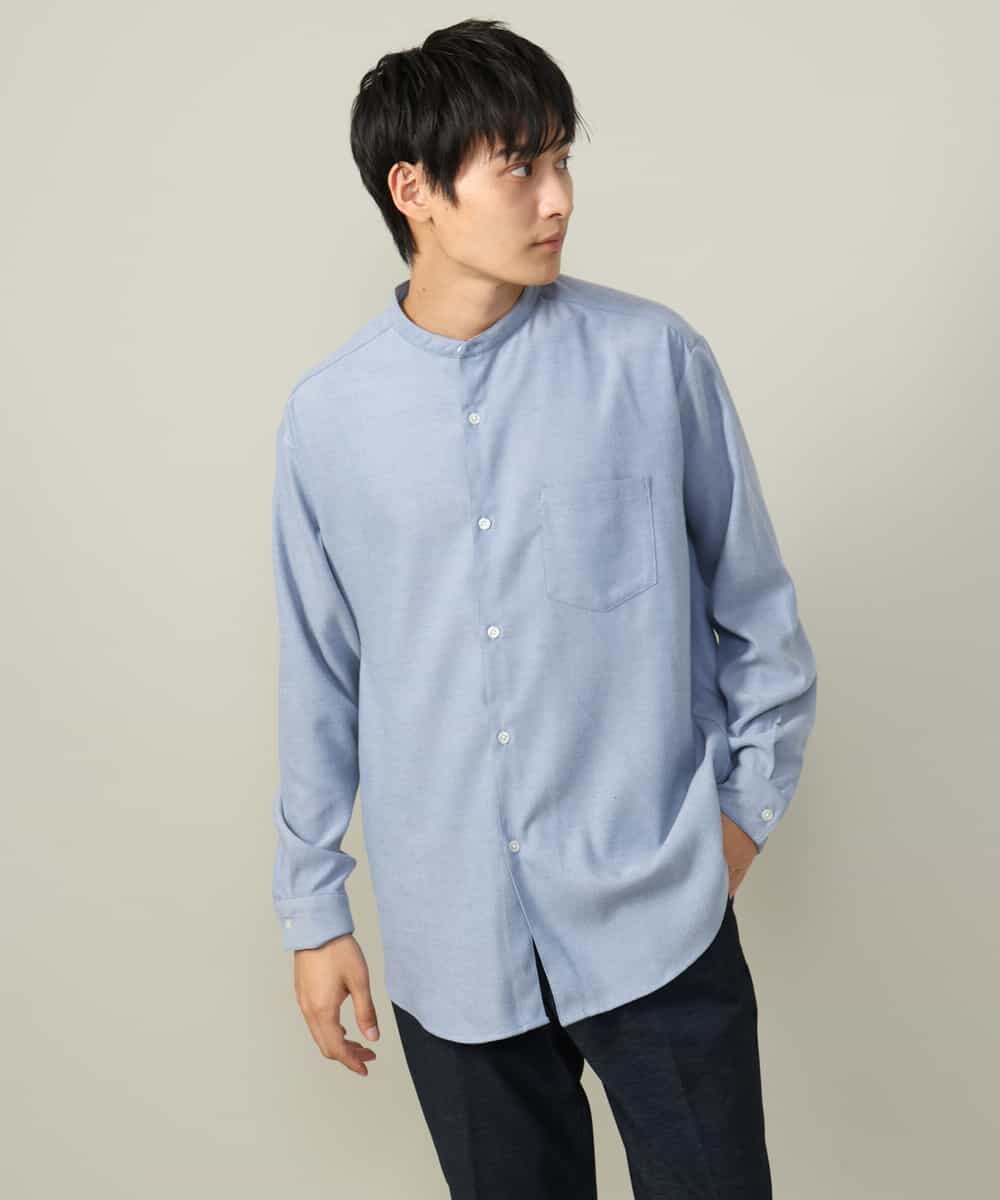 KHBLV23054 a.v.v MEN(アー・ヴェ・ヴェ) 【春まで使える】バンドカラー 起毛シャツ ライトブルー