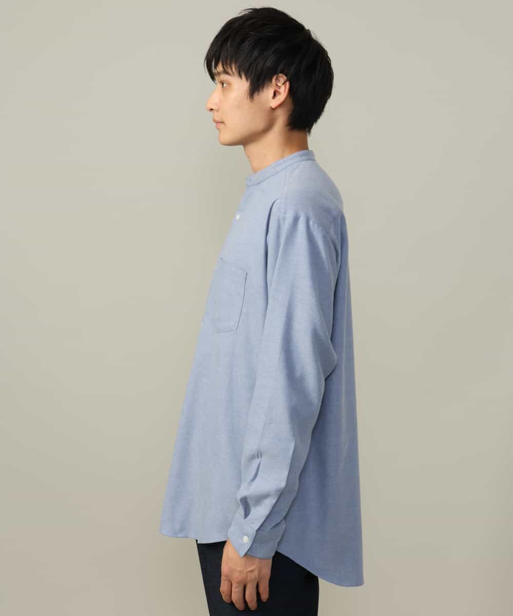 KHBLV23054 a.v.v MEN(アー・ヴェ・ヴェ) 【春まで使える】バンドカラー 起毛シャツ ライトブルー
