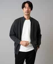 KHCAD20069 a.v.v MEN(アー・ヴェ・ヴェ) 【洗濯機で洗える】ダブルフェイスニットスタンドジップカーディガン ダークグレー