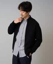 KHCAD20069 a.v.v MEN(アー・ヴェ・ヴェ) 【洗濯機で洗える】ダブルフェイスニットスタンドジップカーディガン ブラック