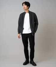 KHCAD20069 a.v.v MEN(アー・ヴェ・ヴェ) 【洗濯機で洗える】ダブルフェイスニットスタンドジップカーディガン ブラック