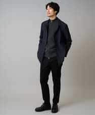 KHCAD20069 a.v.v MEN(アー・ヴェ・ヴェ) 【洗濯機で洗える】ダブルフェイスニットスタンドジップカーディガン ブラック