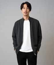 KHCAD20069 a.v.v MEN(アー・ヴェ・ヴェ) 【洗濯機で洗える】ダブルフェイスニットスタンドジップカーディガン ブラック