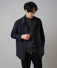 KHCAD20069 a.v.v MEN(アー・ヴェ・ヴェ) 【洗濯機で洗える】ダブルフェイスニットスタンドジップカーディガン ブラック