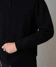 KHCAD20069 a.v.v MEN(アー・ヴェ・ヴェ) 【洗濯機で洗える】ダブルフェイスニットスタンドジップカーディガン ブラック