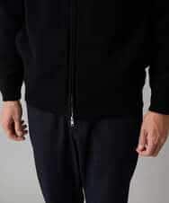 KHCAD20069 a.v.v MEN(アー・ヴェ・ヴェ) 【洗濯機で洗える】ダブルフェイスニットスタンドジップカーディガン ブラック