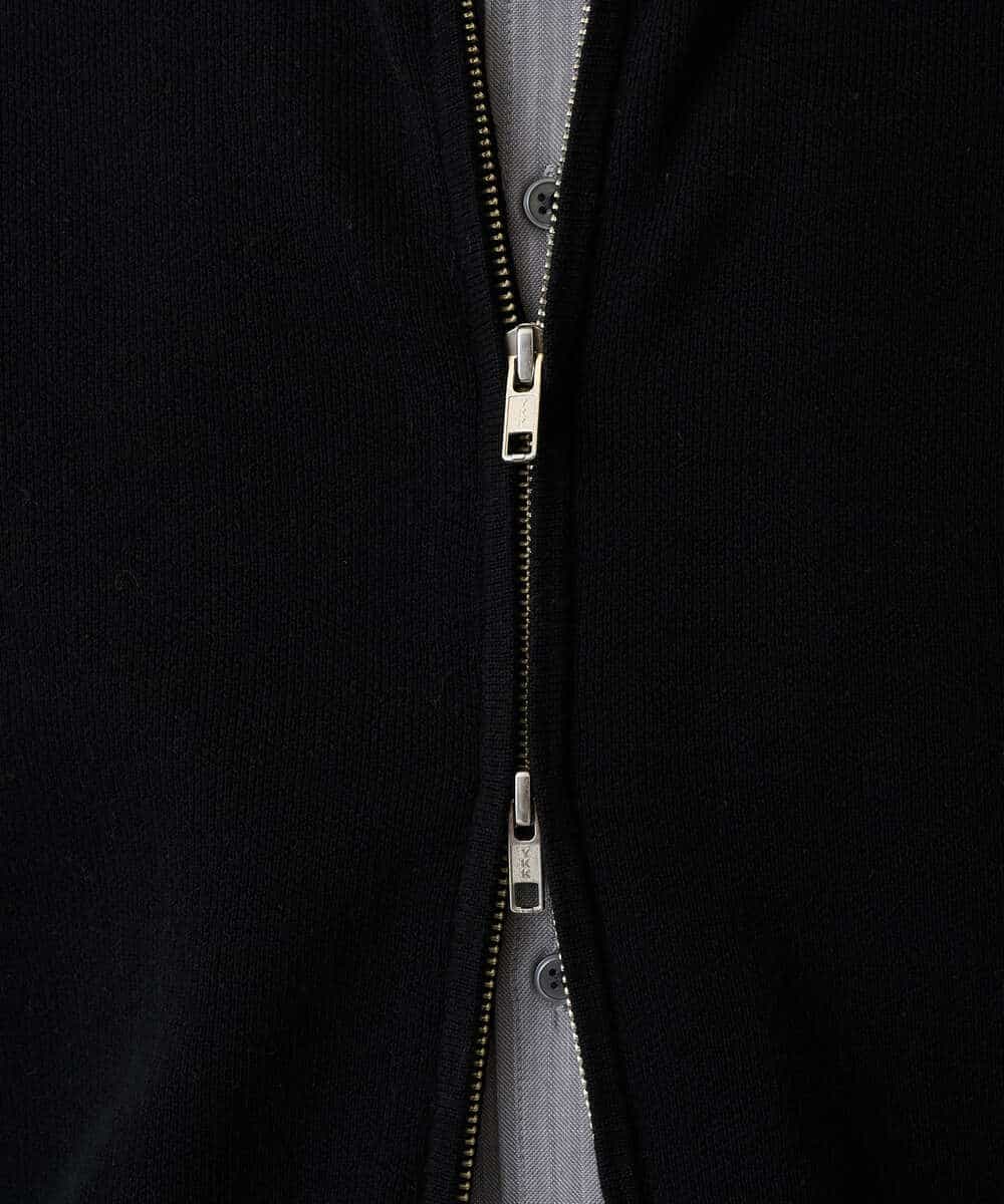 KHCAD20069 a.v.v MEN(アー・ヴェ・ヴェ) 【洗濯機で洗える】ダブルフェイスニットスタンドジップカーディガン ブラック