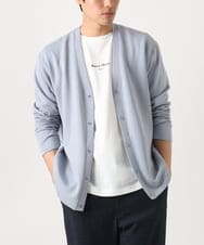 KHCEA01054 a.v.v MEN(アー・ヴェ・ヴェ) 【毛玉になりにくい】さらさらVネックカーディガン ライトブルー