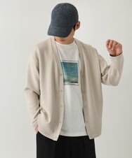 KHCEA01054 a.v.v MEN(アー・ヴェ・ヴェ) 【毛玉になりにくい】ソフトダンボールなめらかカーディガン ベージュ