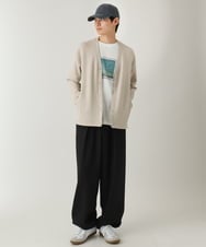KHCEA01054 a.v.v MEN(アー・ヴェ・ヴェ) 【毛玉になりにくい】ソフトダンボールなめらかカーディガン ベージュ