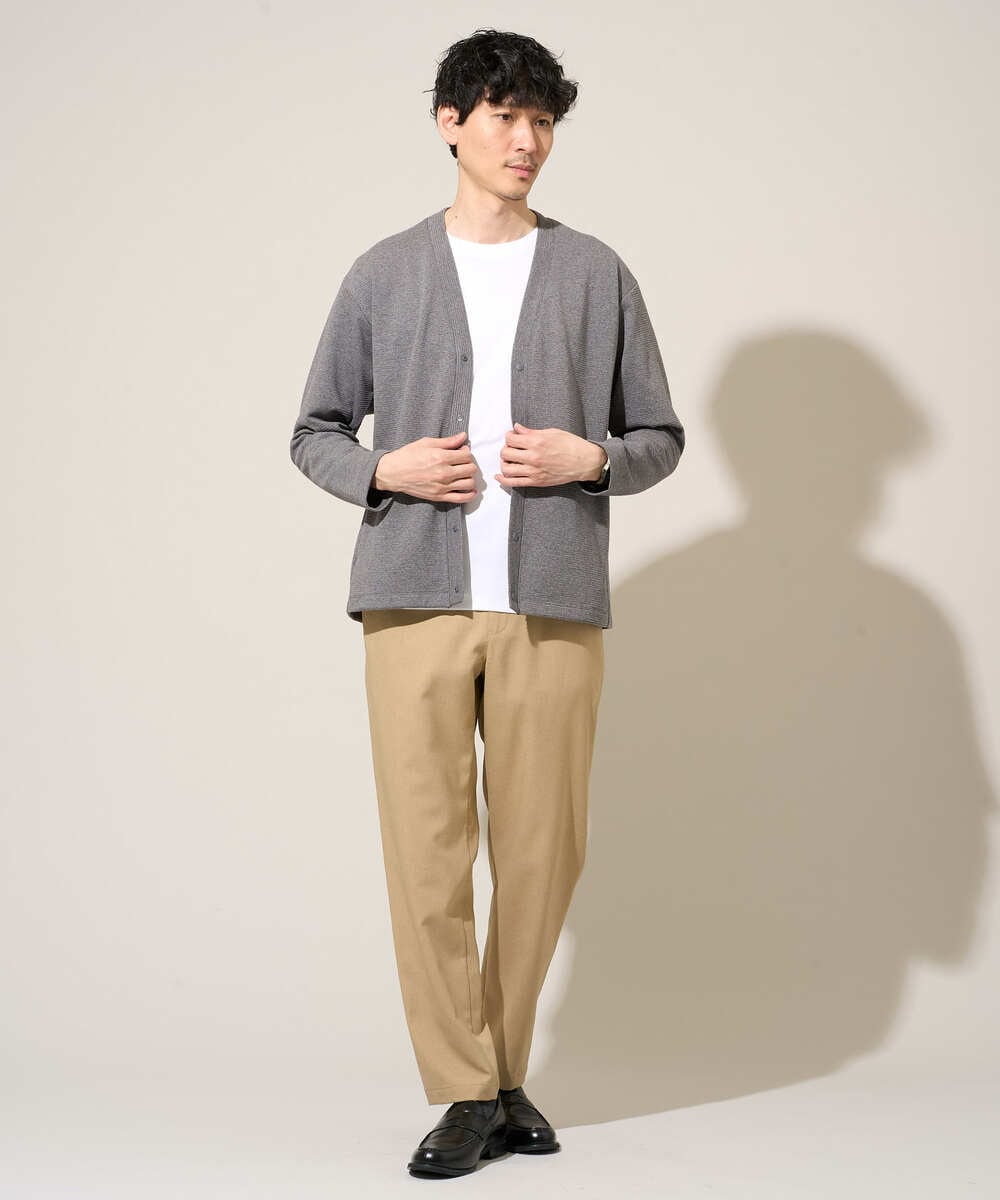 KHCED01059 a.v.v MEN(アー・ヴェ・ヴェ) 【イージーケア/洗濯機で洗える/毛玉になりにくい】ガーターカーディガン ダークグレー