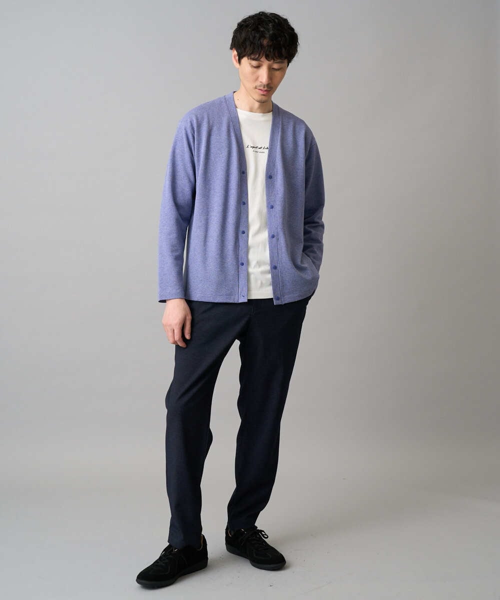 KHCED01059 a.v.v MEN(アー・ヴェ・ヴェ) 【イージーケア/洗濯機で洗える/毛玉になりにくい】ガーターカーディガン ダークグレー