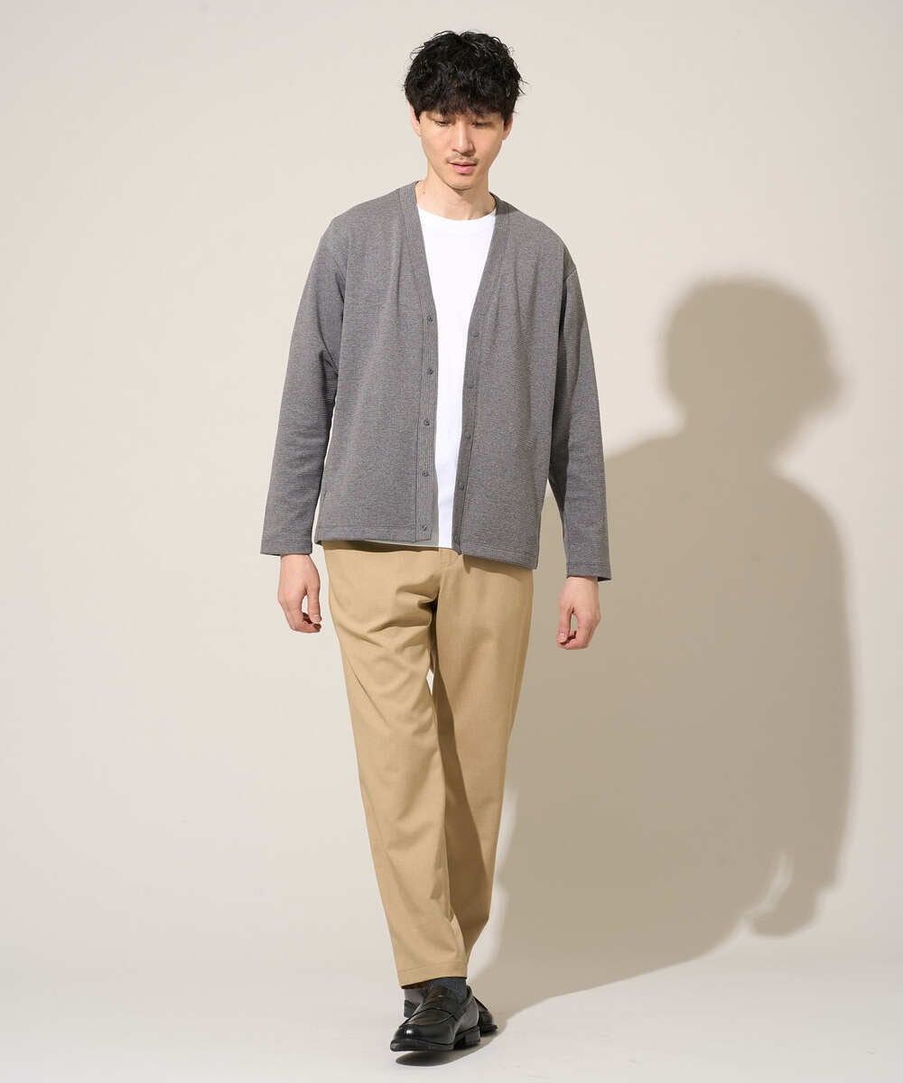 KHCED01059 a.v.v MEN(アー・ヴェ・ヴェ) 【イージーケア/洗濯機で洗える/毛玉になりにくい】ガーターカーディガン ダークグレー