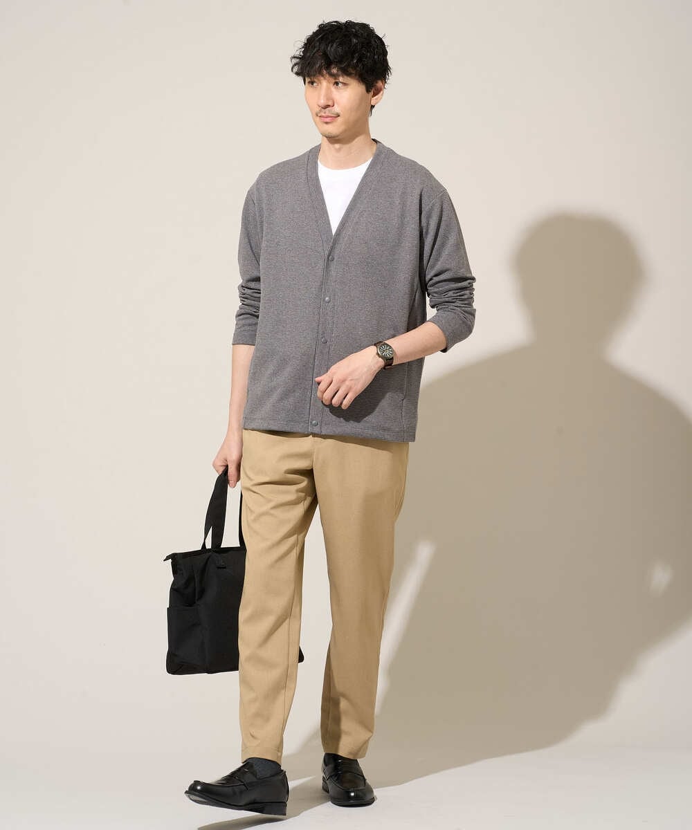KHCED01059 a.v.v MEN(アー・ヴェ・ヴェ) 【イージーケア/洗濯機で洗える/毛玉になりにくい】ガーターカーディガン ダークグレー