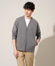 KHCED01059 a.v.v MEN(アー・ヴェ・ヴェ) 【イージーケア/洗濯機で洗える/毛玉になりにくい】ガーターカーディガン ダークグレー